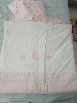 Sábanas bebé - Rosa y Blanco