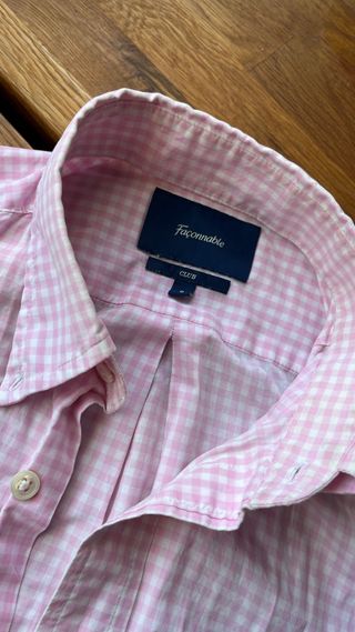 Camisa Faconnable cuadros rosa y blanco