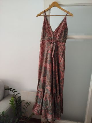Vestido seda largo -boho playa