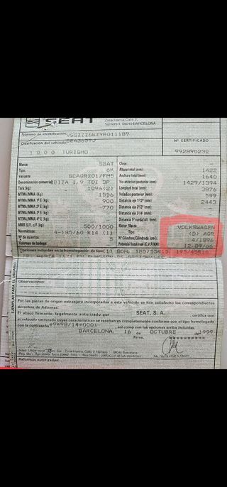 SEAT IBIZA 1.9 TDI TUBOS FRENOS