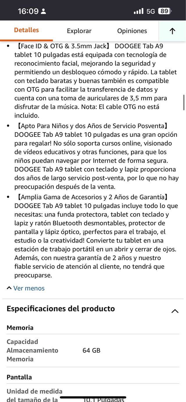 tablet nueva embalada Android 15 - 12GB + 64GB