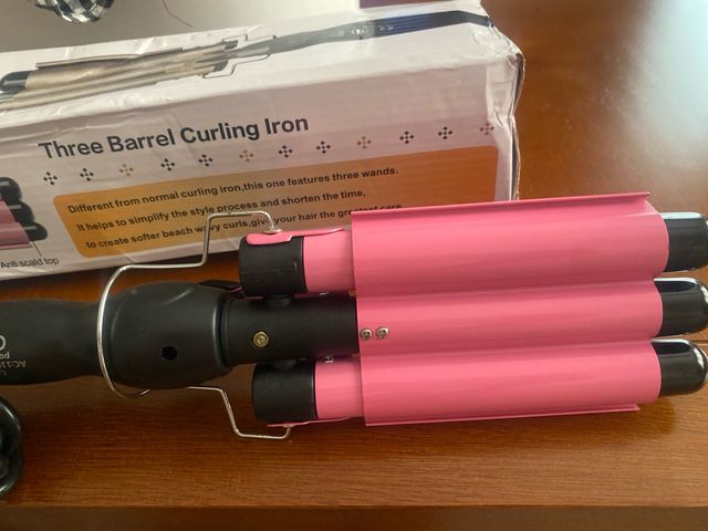 Plancha rizadora 3 barriles rosa