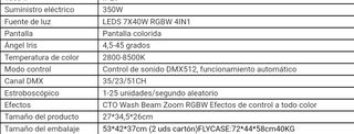 Cabeza Movil 7x40w Bee Eye wash beam DMX