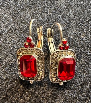 Pendientes Agatha rojos y plata
