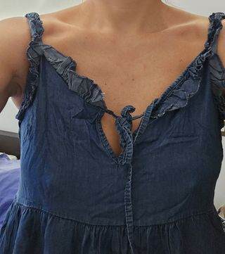 Vestito Jeans Blu Scollo a V