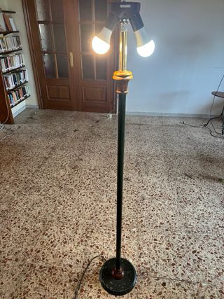 Lámpara pie vintage - dorada y verde