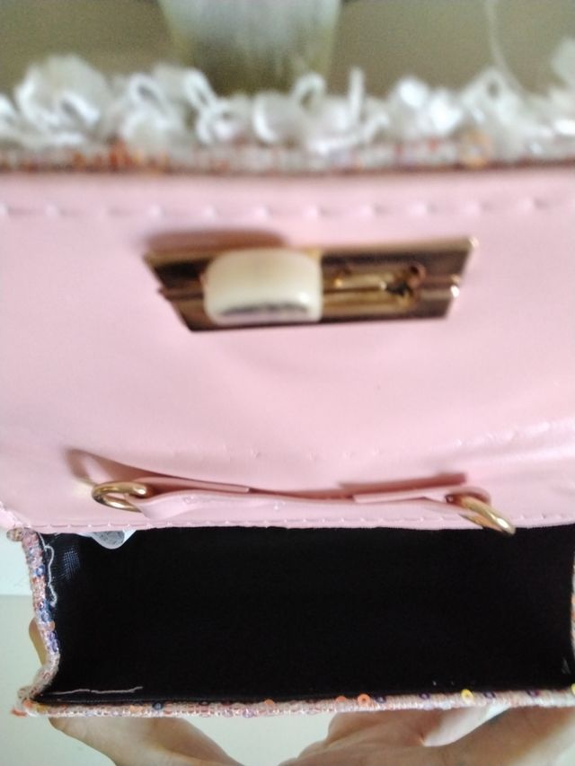 Bolso niña rosa blanco con perlas