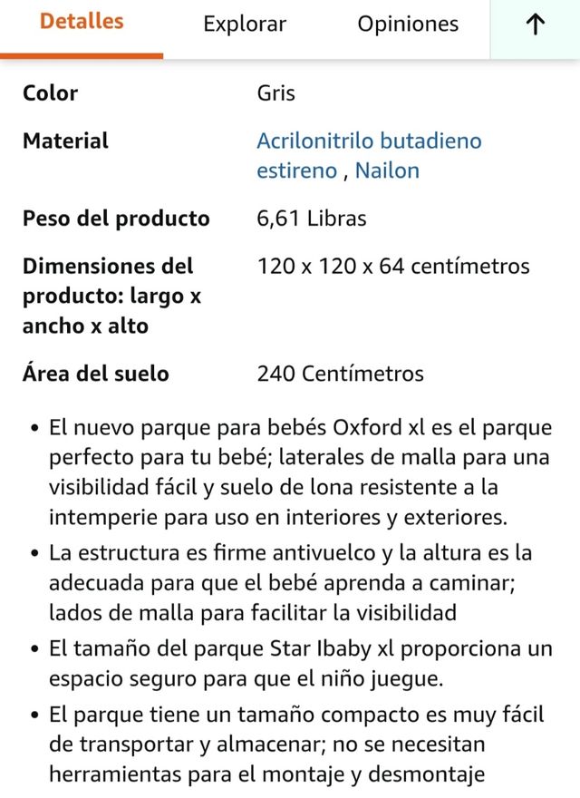 Parque Bebé Star Ibaby Oxford XL Gris