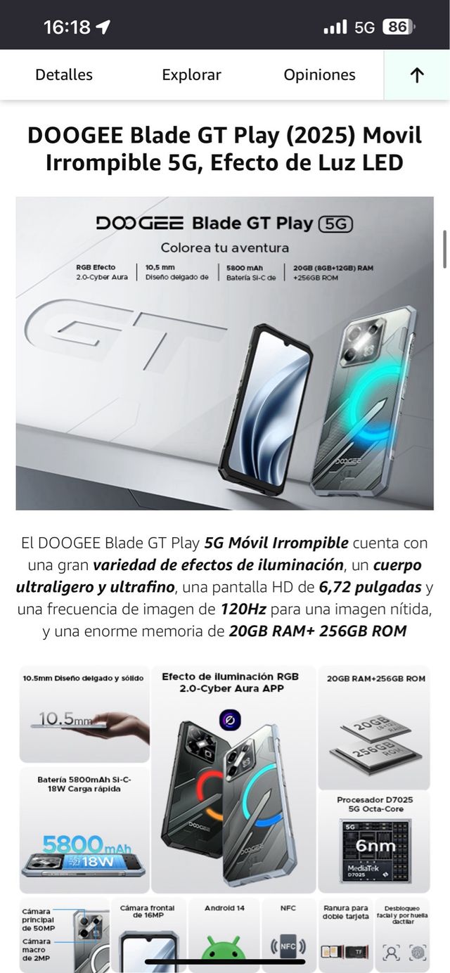 movil android 5G - 256GB irrompible nuevo navidad