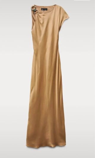 Vestido Zara satin beige - nuevo