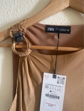 Vestido Zara satin beige - nuevo