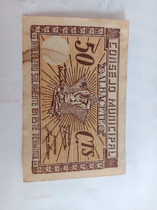 Billete local Albacete 50 céntimos 1937