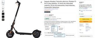 Patinete Segway Ninebot F2Pro 55 km+suspensión