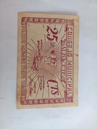 Billete Albacete 25 céntimos 1937