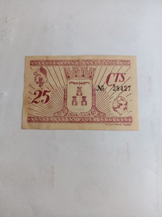 Billete Albacete 25 céntimos 1937