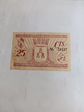 Billete Albacete 25 céntimos 1937