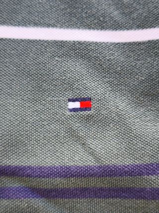 Polo Tommy Hilfiger Uomo L Verde Righe