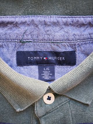 Polo Tommy Hilfiger Uomo L Verde Righe