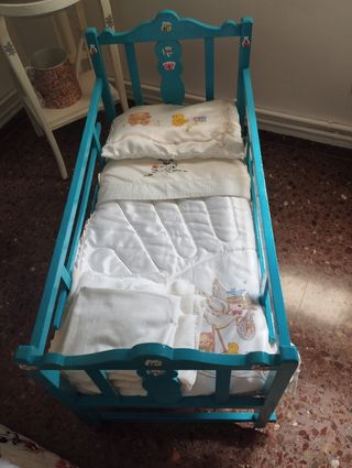 Cuna madera bebé azul