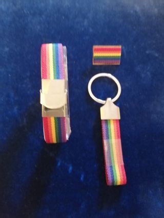 Set bandera LGTBI: Pin, pulsera, llavero