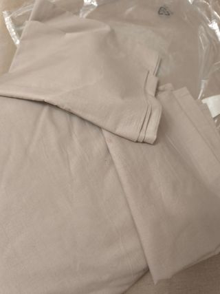 Funda nórdica beige algodón + 2 fundas almohada