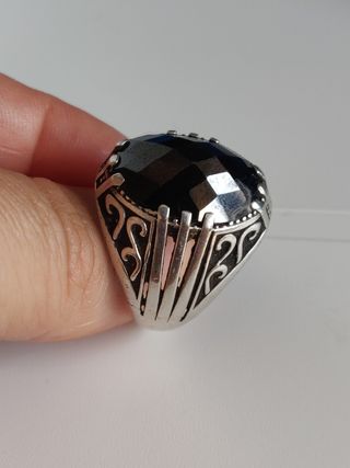 Anillo plata 925 ónix hombre