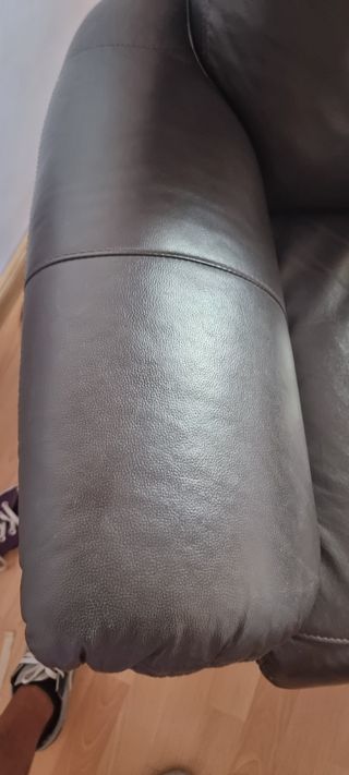 Sillón reclinable piel auténtica negro