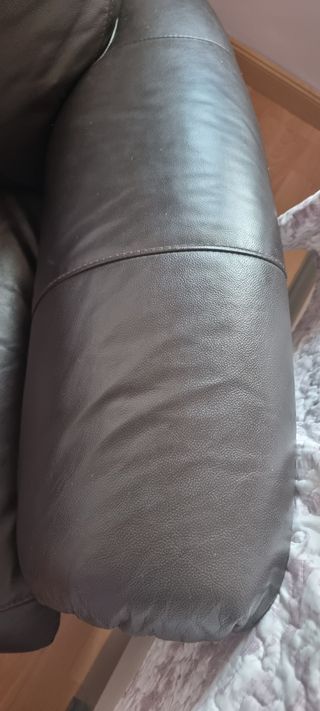 Sillón reclinable piel auténtica negro