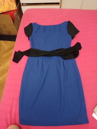 Vestido azul marino c/manga corta