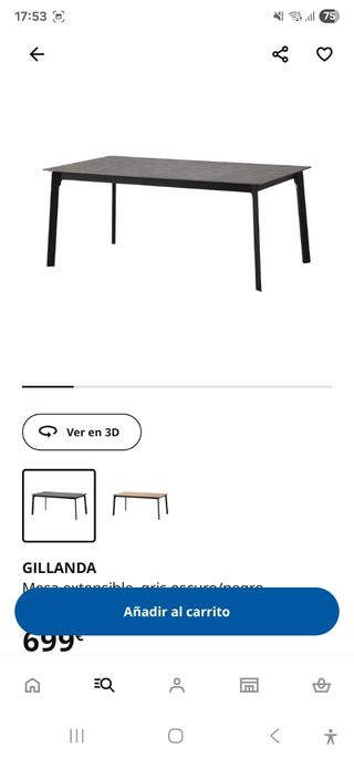 Mesa extensible Ikea Gillanda Gris