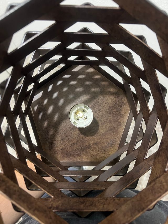 Lámpara colgante metal rustico granero marrón/oro