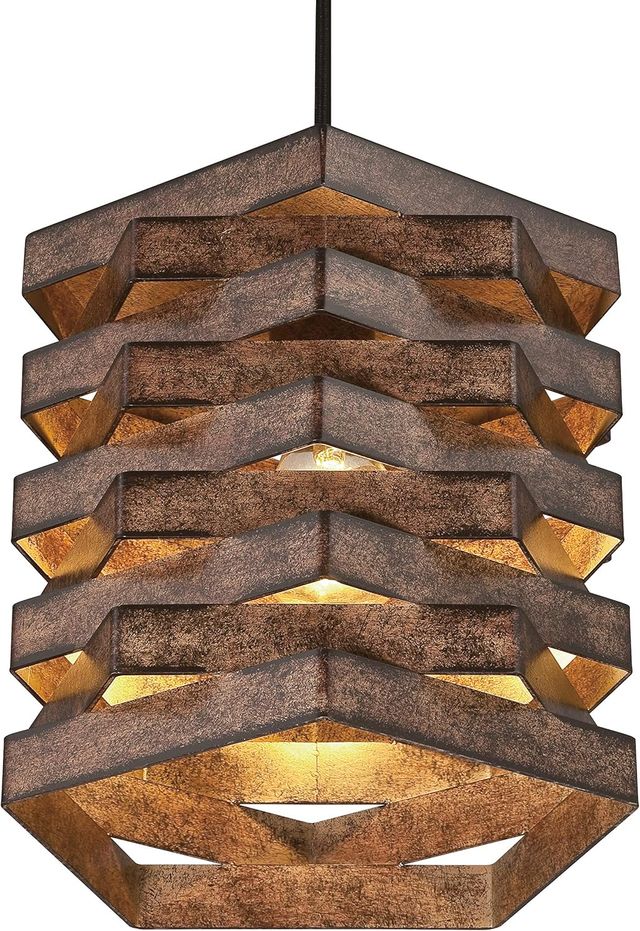 Lámpara colgante metal rustico granero marrón/oro