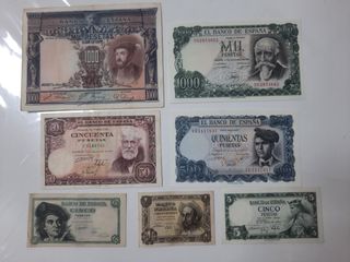 Lote 7 billetes españoles, bien conservados