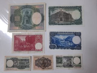 Lote 7 billetes españoles, bien conservados