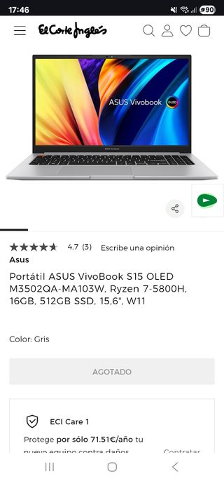 Portátil Asus Ryzen 7 5800H OLED 2.8K
