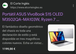Portátil Asus Ryzen 7 5800H OLED 2.8K