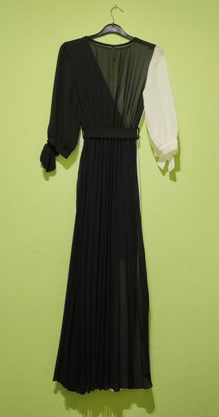 Vestido largo blanco-negro talla/ única