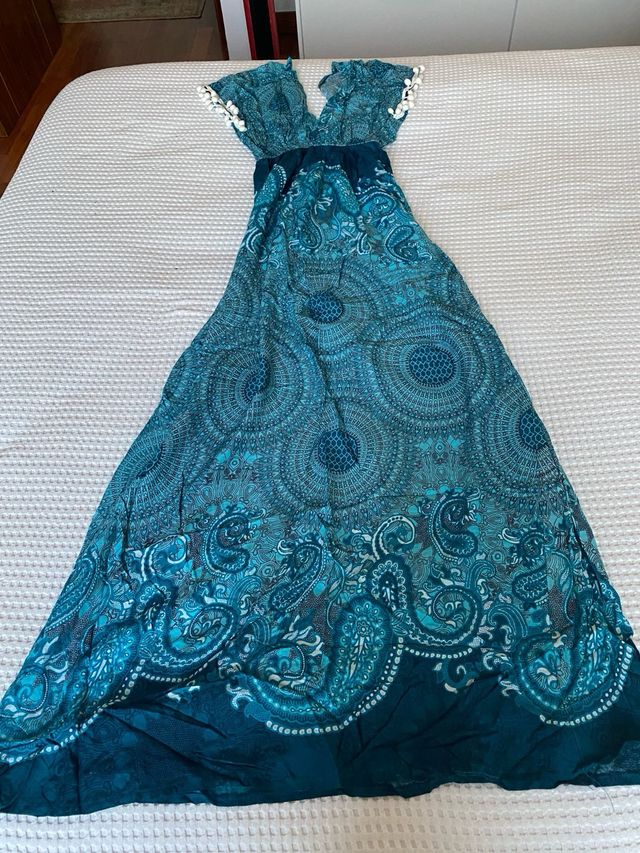 Vestido largo turquesa