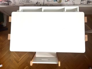 Mesa escritorio y silla infantil - madera blanca