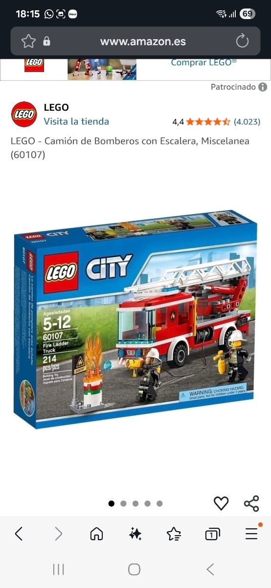 Camion dei pompieri Lego 60107