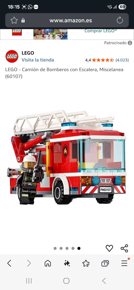 Camion dei pompieri Lego 60107