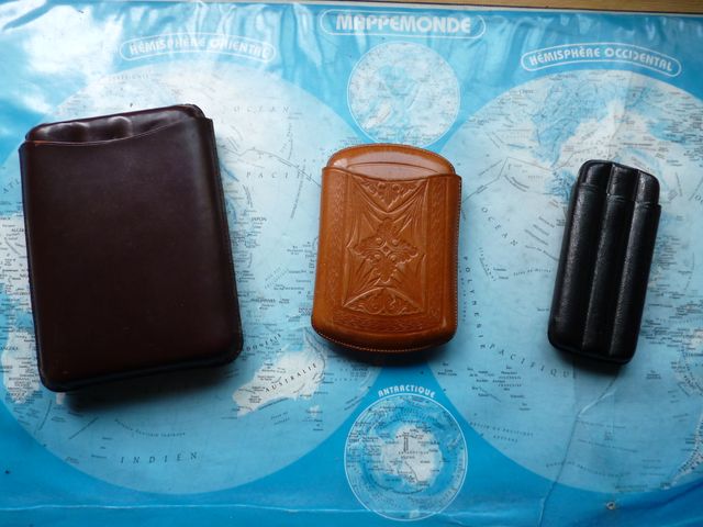 3 Estuches Piel Vintage para puros u otros