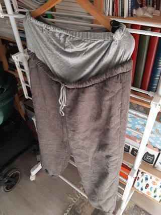 Pantalón premamá marrón-gris
