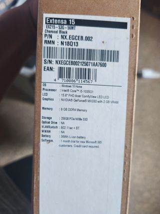 Portátil Acer Extensa 15