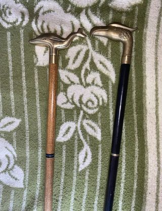 2 bastoni con testa in ferro