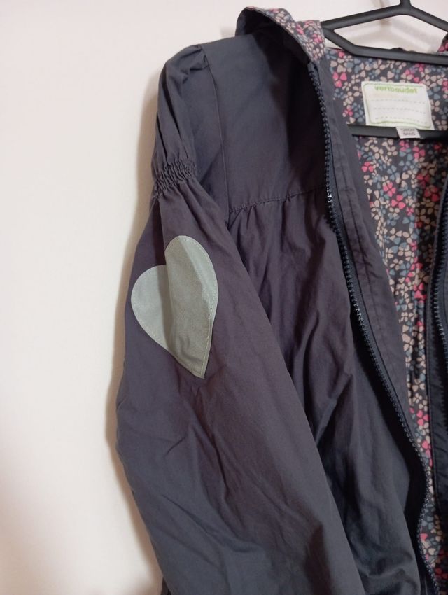 Parka anorak chubasquero, capucha y forro talla 8