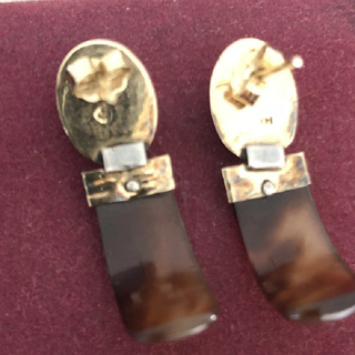 Pendientes Oro 14K Carey rojo. Siglo XIX