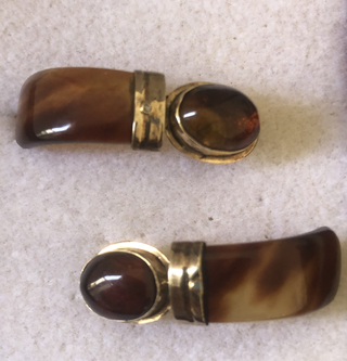 Pendientes Oro 14K Carey rojo. Siglo XIX