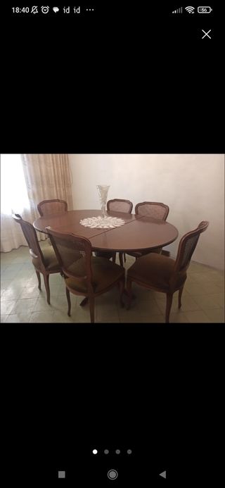 Mesa redonda + 6 sillas Comedor