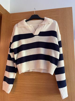 Jersey rayas azul marino-beis Talla única